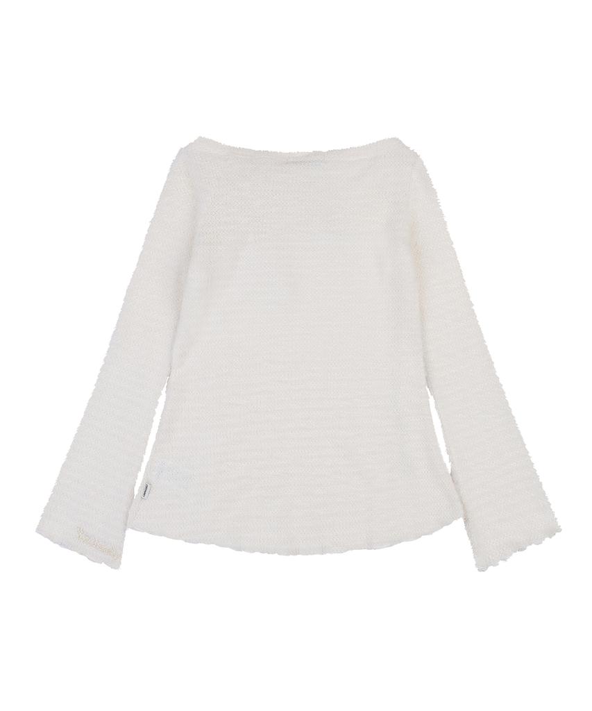 ORDINARY HOLIDAY Boatneck Lace-Up Knit [Ivory]
