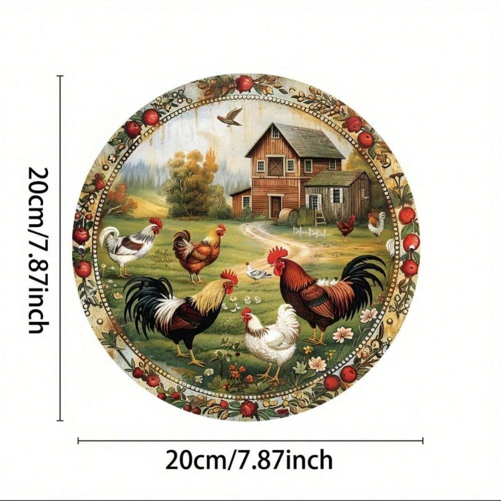 Vintage Funny Chicken Iron Tin Sign 8 Inch Round Wall Art Kitchen Cafe Farmhouse Decor Durable Waterproof Indoor Outdoor