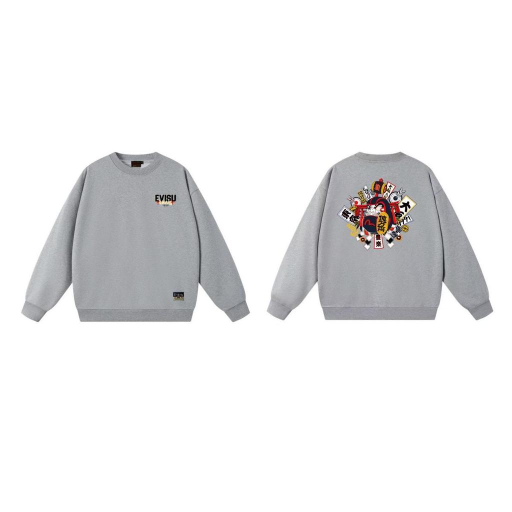 EVISU Fukujin 2025 Herbst-Hoodie: Herren Rundhals-Sweatshirt & Damen-T-Shirt mit neuem Druckmuster