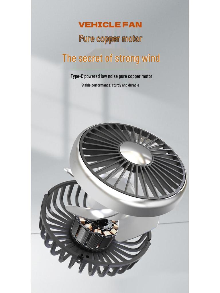 Dual-Head USB Rear Seat Fan for Car Cooling