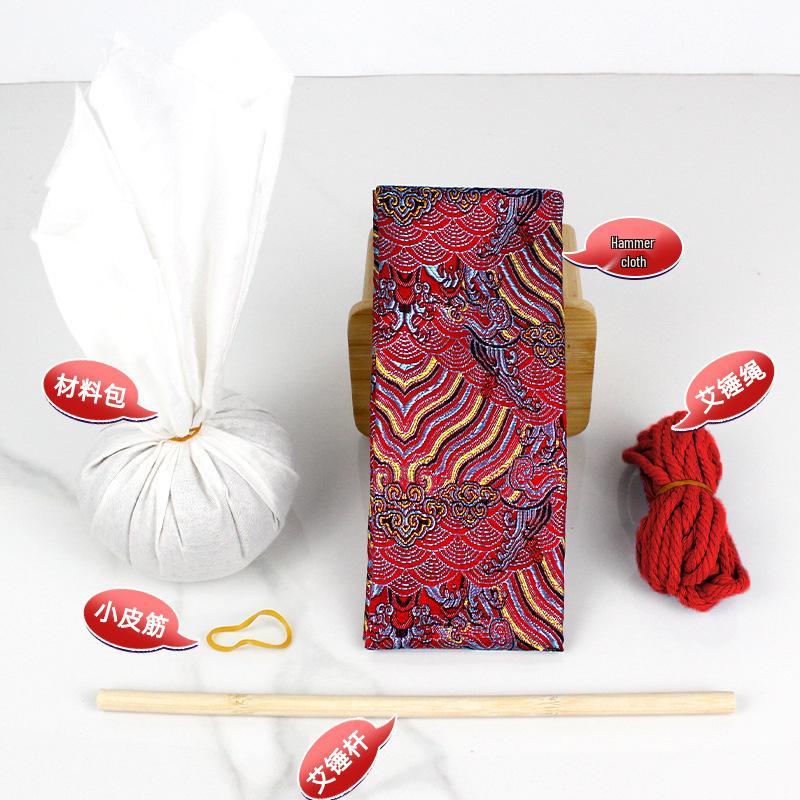 Year of the Horse Mugwort Meridian Massage Hammer - Solid Color Brocade Multifunctional Health Gift
