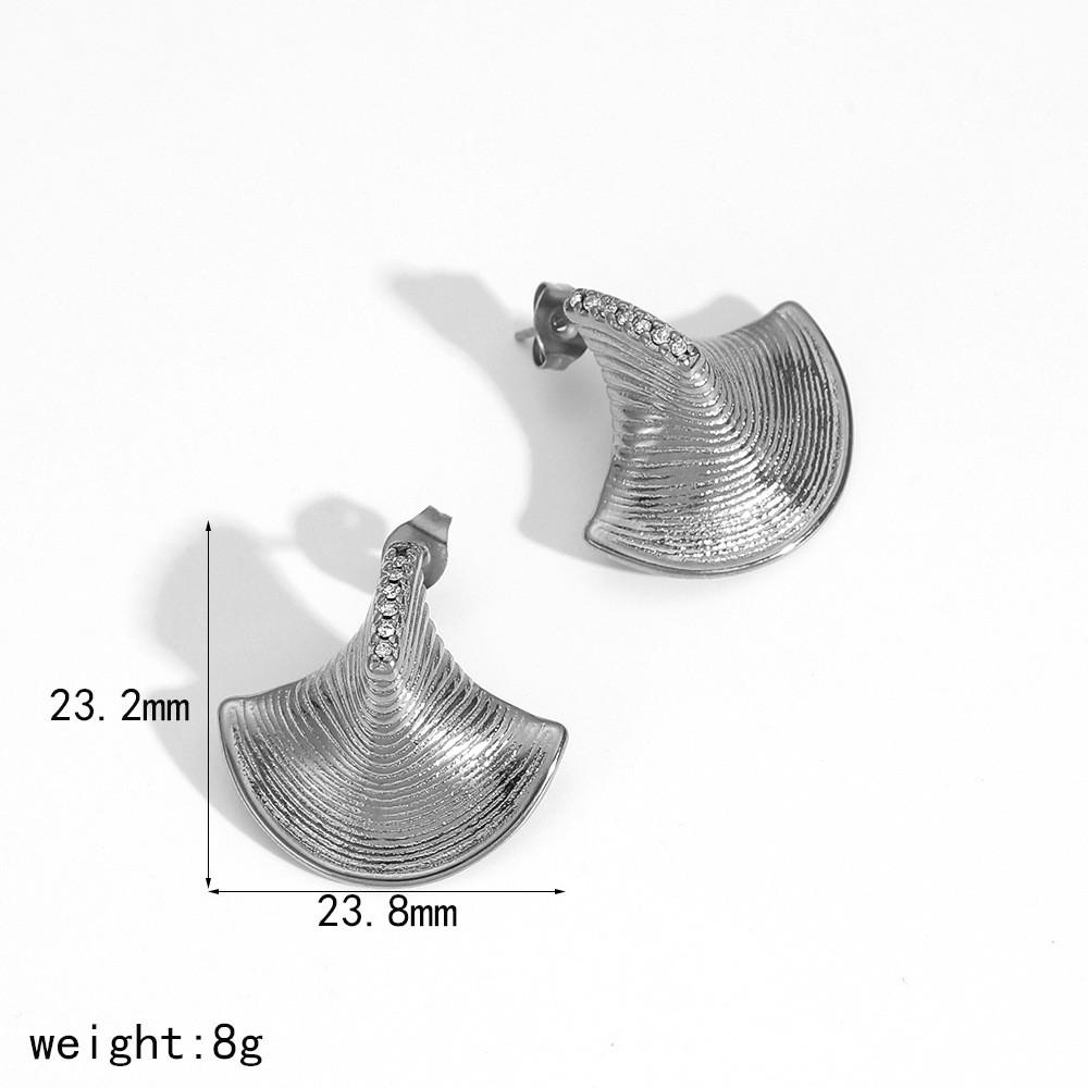 Brincos de Pino Geométricos de Aço Inoxidável com Detalhes de Diamante para Mulheres
