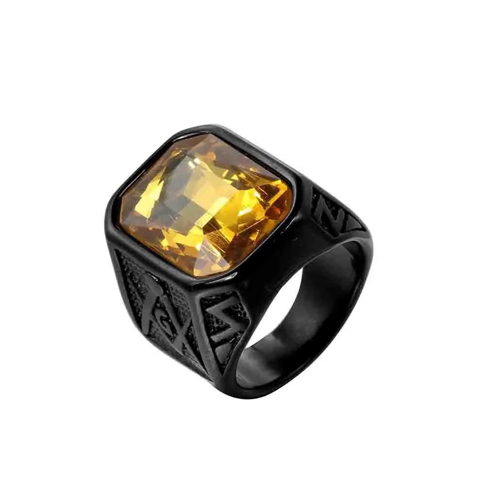 Punk Kreative Flerfargede Steinringer for Menn Kvinner Fest Høy Kvalitet Vintage Rustfritt Stål Korsring Smykker Engros