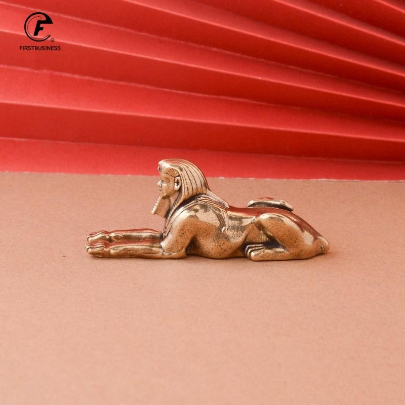 Solid Copper Egypt Sphinx Statue Small Ornaments Brass Guardian Statue Figurines Desktop Decorations Home Decor Accessories