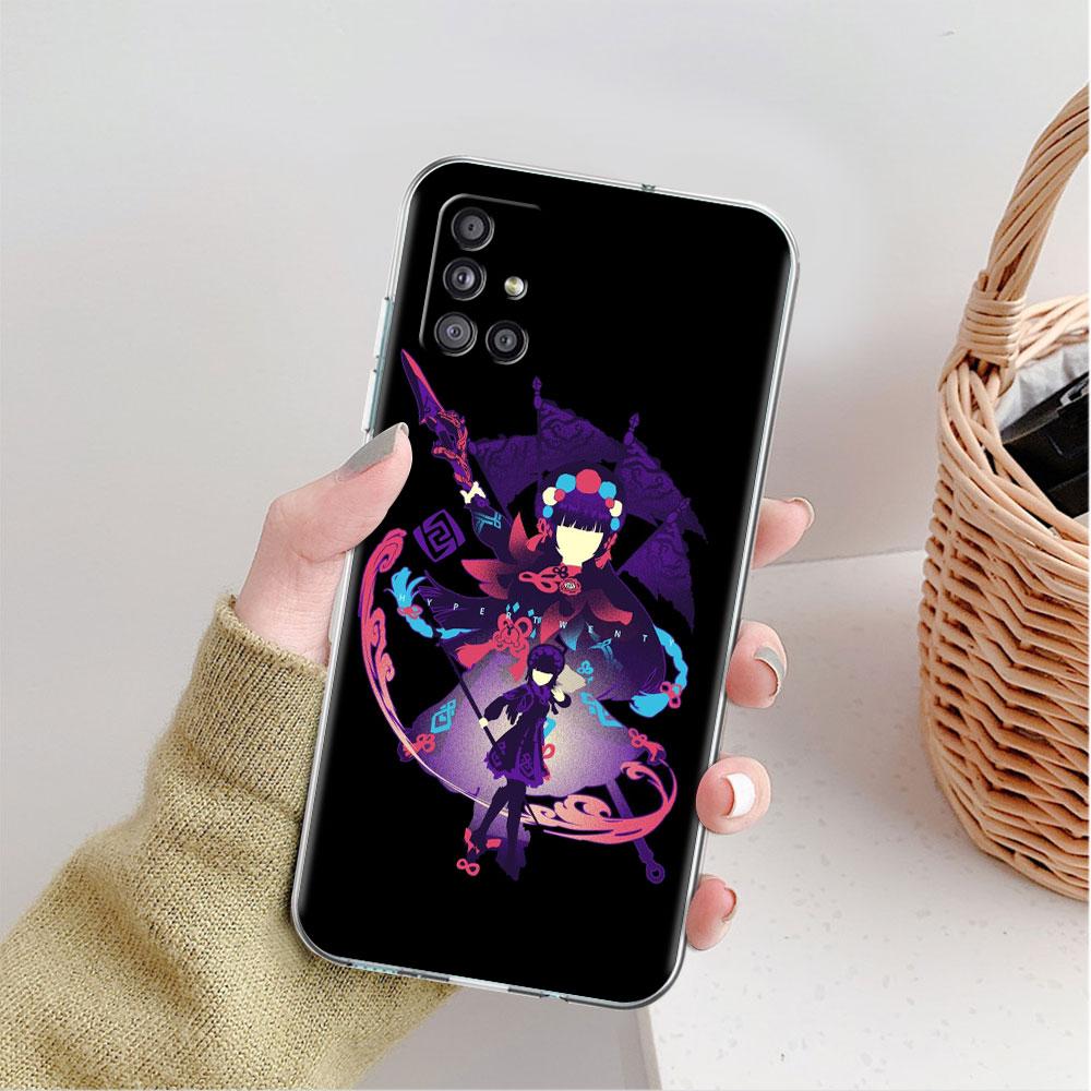 Transparente Hülle für Samsung Galaxy A52 A12 A51 A32 A21s A71 A32 A22 50 A70 A31 A72 5G Handyhülle Anime Genshin Impact
