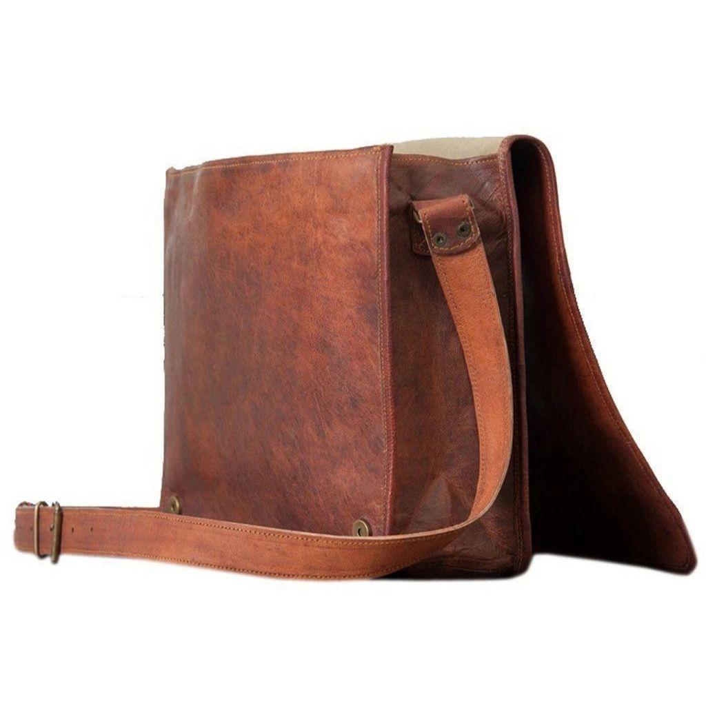 Large Vintage Leather Messenger Bag Satchel Leather Men's Briefcase Laptop