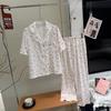 Summer Ice Silk Pajamas Women's Pure Desire Wind Printing Butterfly Loungewear Cute and Sweet Girl Short-sleeved Trousers Set Thin