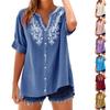 T-shirt d'été ample et décontracté à manches courtes et col en V pour femme