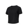 Li Ning Fitness Series Solid Color Round Neck Comfortable Breathable Versatile Short Sleeve T-Shirt Women T-Shirt Black ATSU538-2
