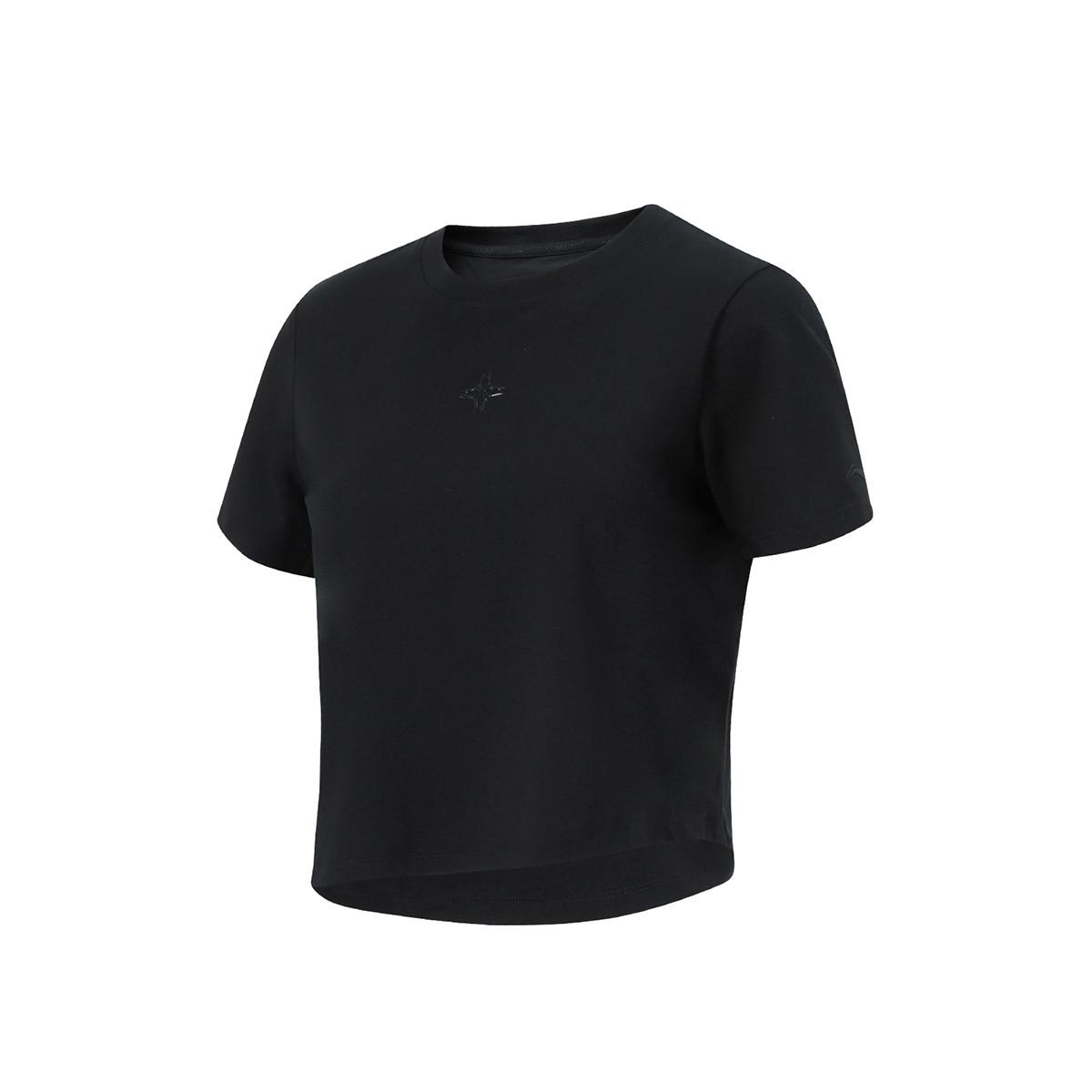 

Li Ning Серия Фитнес Однотонная Футболка с Круглым Вырезом Удобная Дышащая Универсальная с Коротким Рукавом Женская Футболка Черная ATSU538-2 L