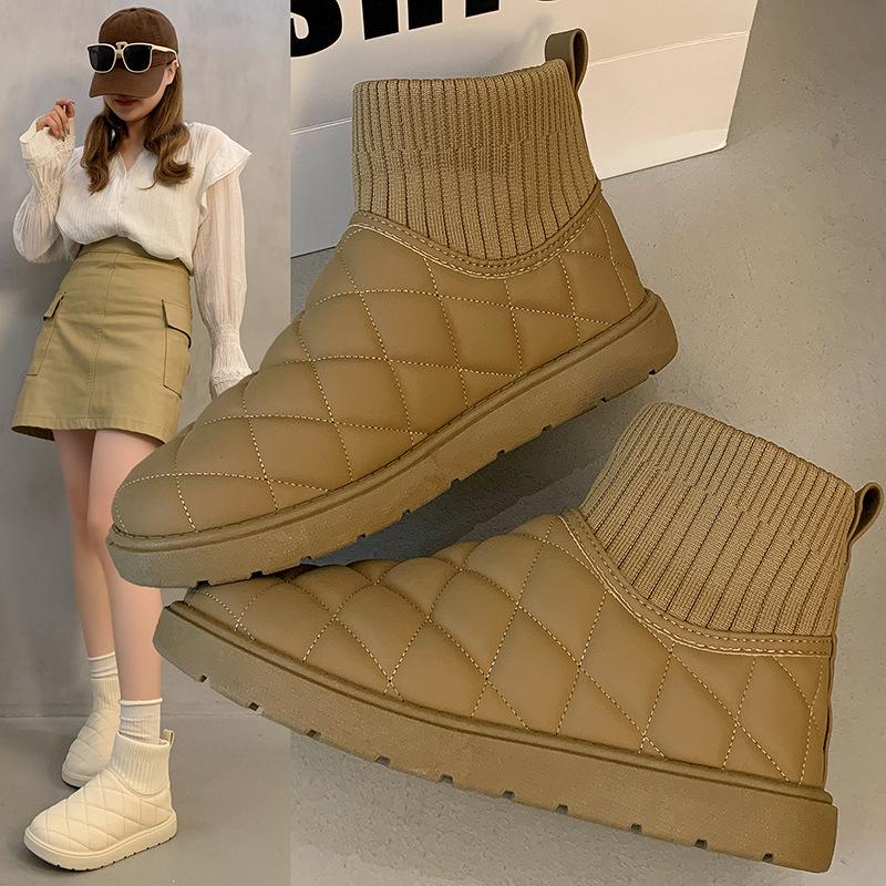 

Новые зимние 2025 года корейские бархатные высокие сноубутсы для студенток, высокие, с платформой, повседневные, теплые, хлопковые туфли 40 хаки