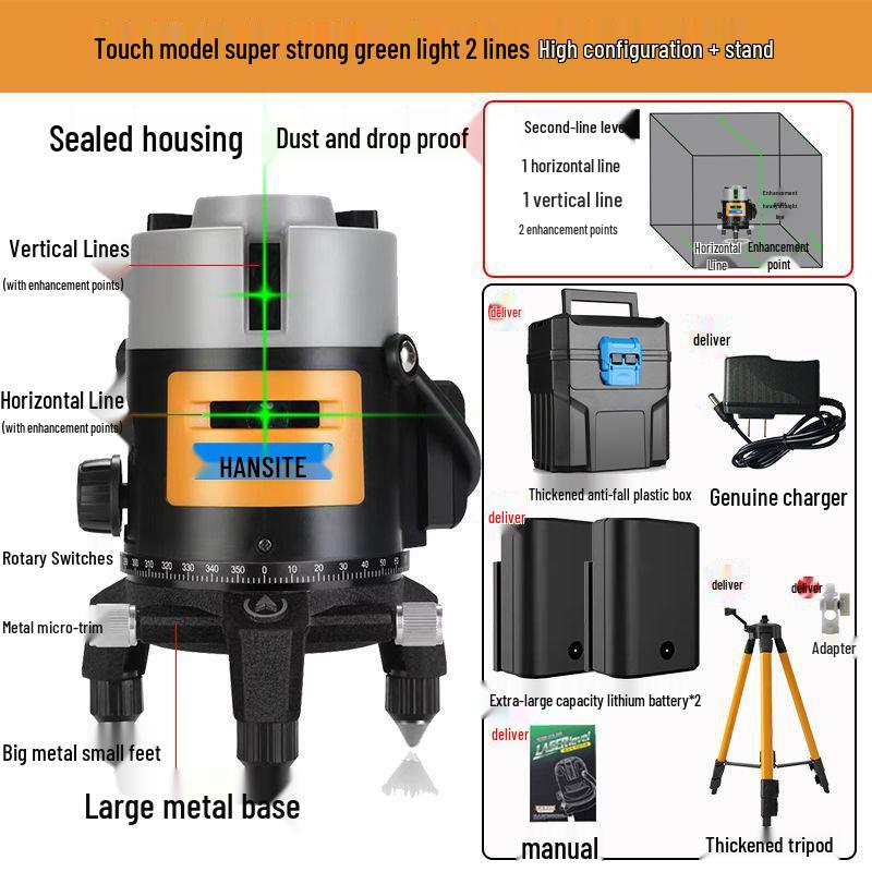 High-Precision Infrared Laser Level: 2 & 5-Line, Automatic, Indoor/Outdoor, Green & Blue Light