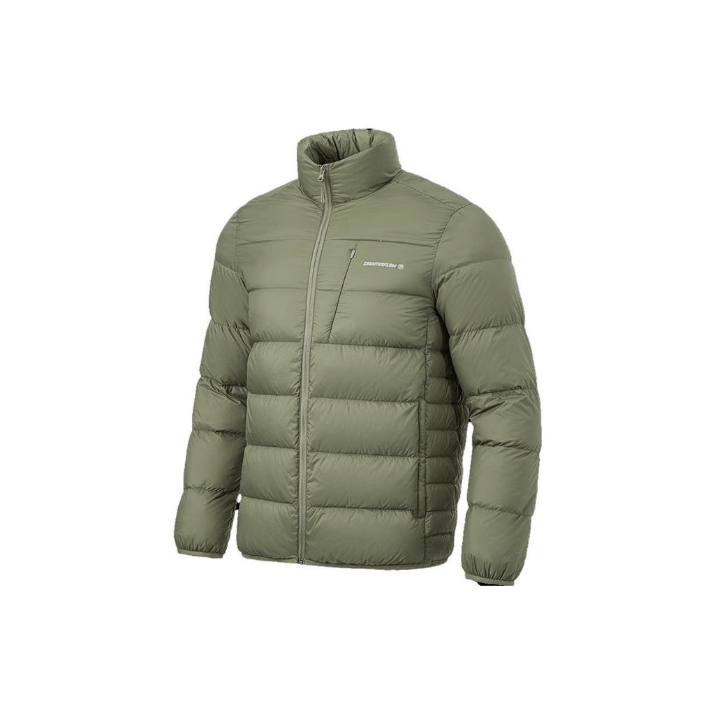 Li Ning CF Series Solid Color Casual Stand Collar Short Down Jacket Unisex Jacket Olive-Green AYMT277-3
