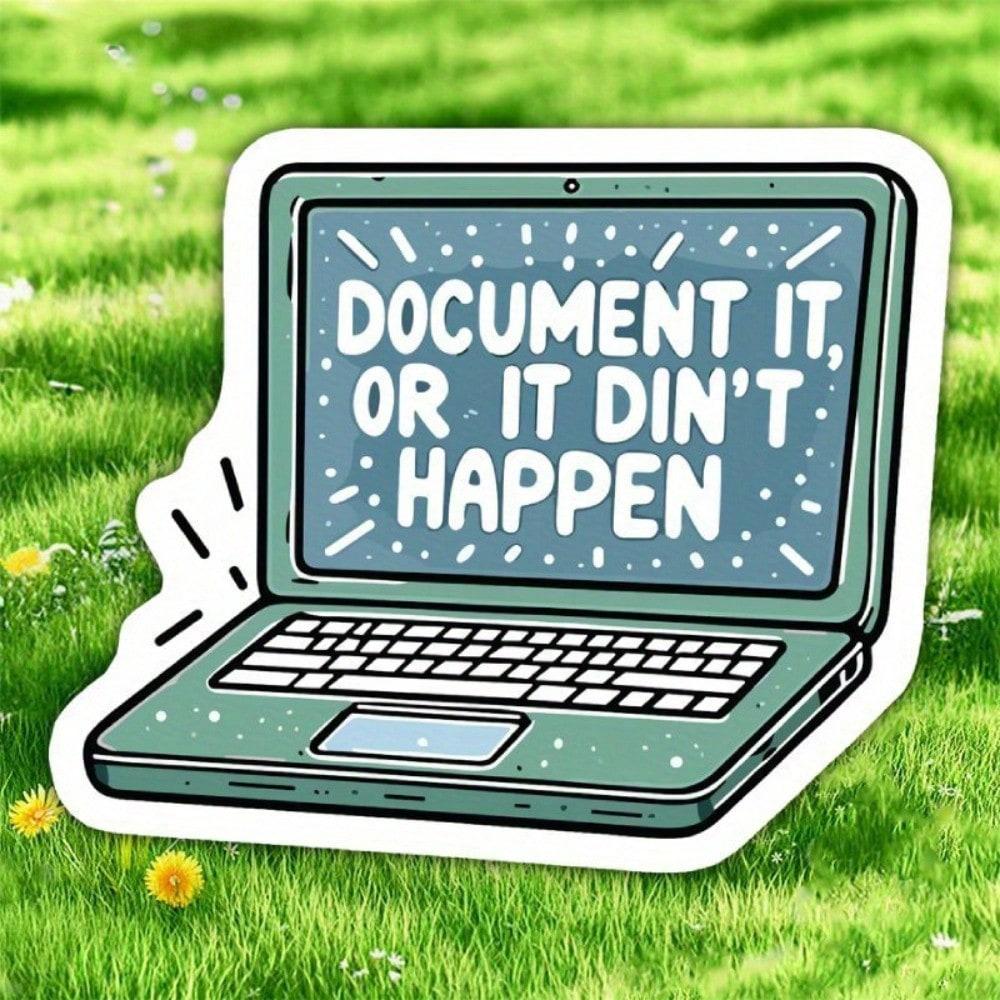 3-Inch "Document It or It Didn't Happen" Vinyl Decal Sticker - Weather-Resistant Adhesive for Laptops, Cars, Motorcycles, Water Bottles