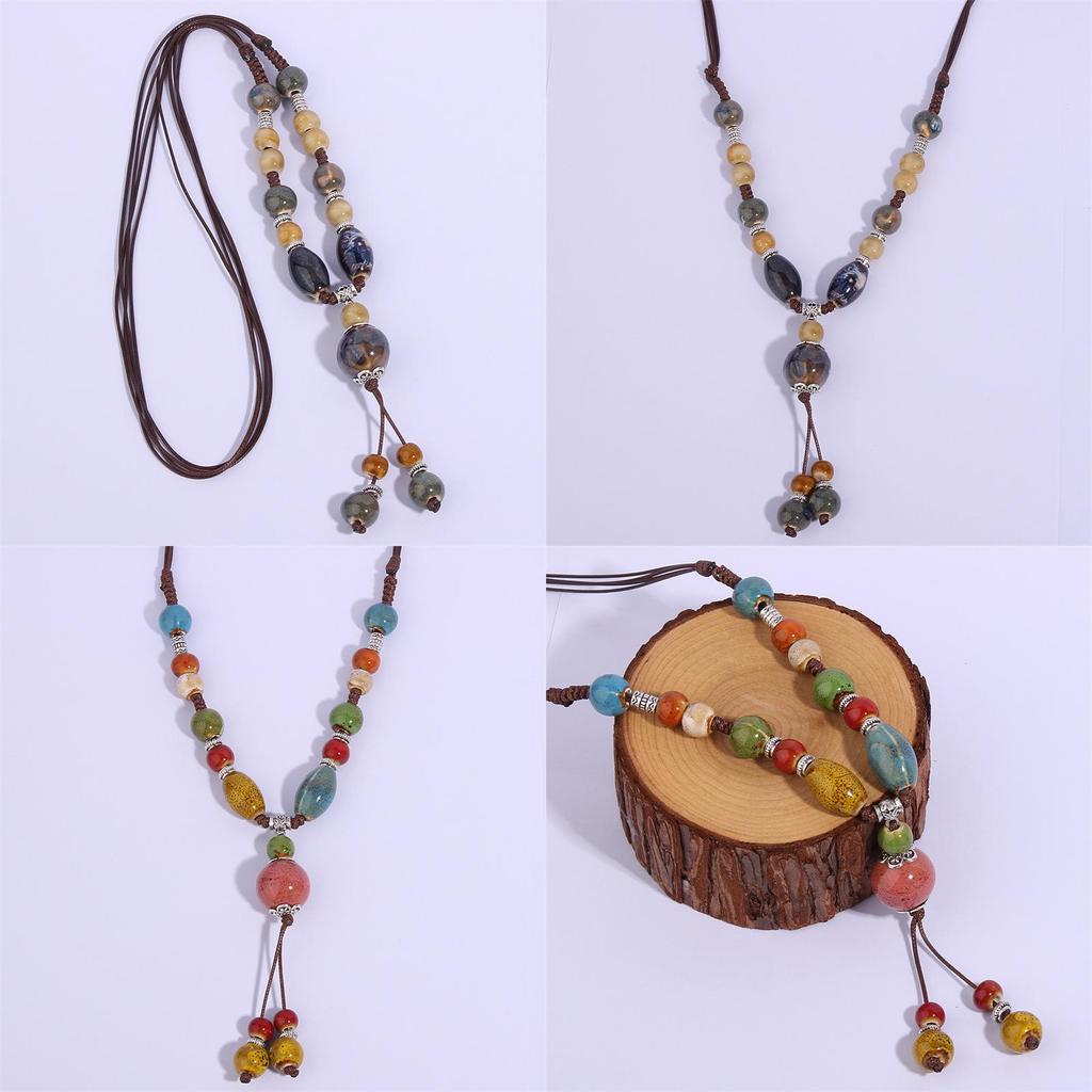 Mehrschichtiger Perlen-Schmuck mit Metallanhänger für Büro- und Freizeit-Damen-Accessoires