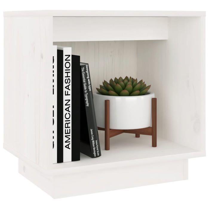 Tables de chevet - Maison Exclusive - Blanc - Bois de pin massif - 40x30x40 cm