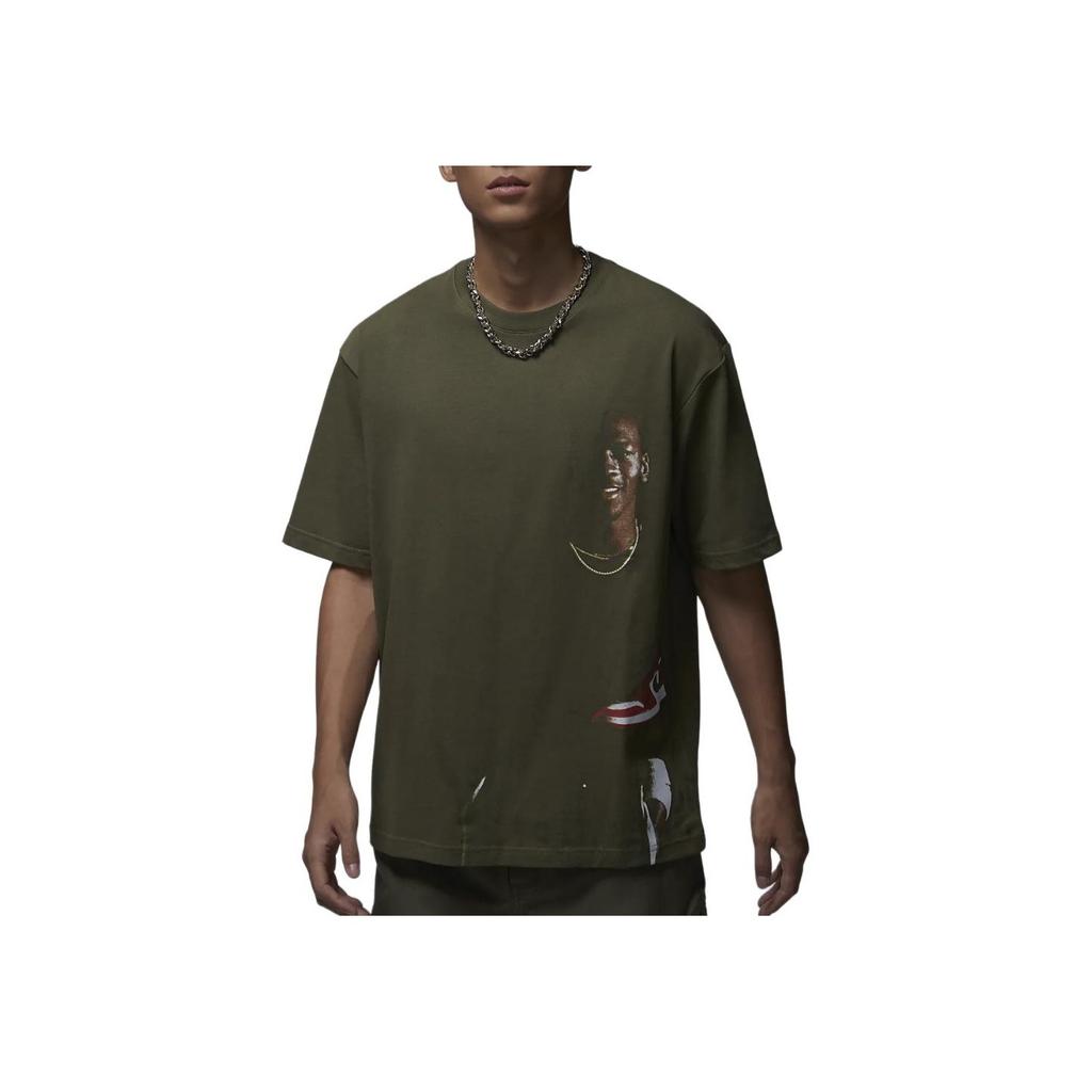 Jordan Comfortable Round Neck Short Sleeve T-Shirt Men Tops Medium-Olive-Green HV5047-222