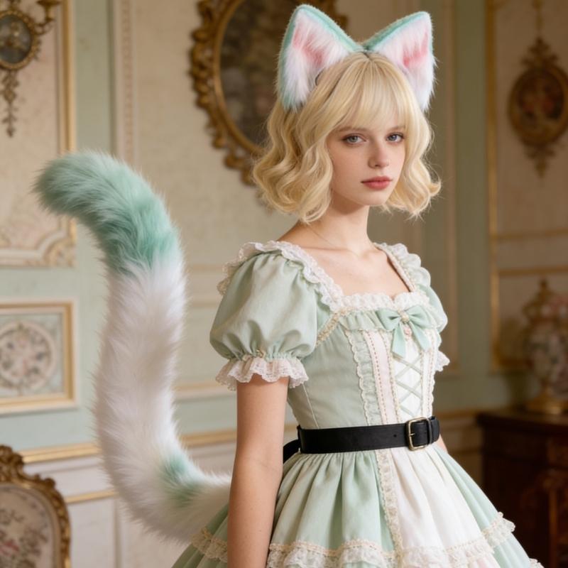 Realistic Foxes Tail And Ears Set For Women Cosplay Faux Furs Costume Headband and Tail Convention Role Play Accessories