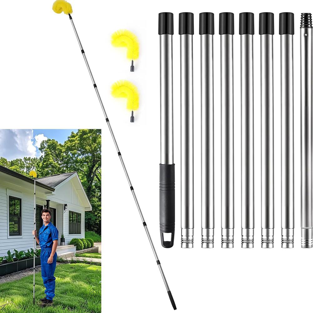 Gutter Cleaning Brush Roofing Tool Easy Remove Telescopic Extendable Pole Roof Drain Sink Filter Brush Sewer Brush