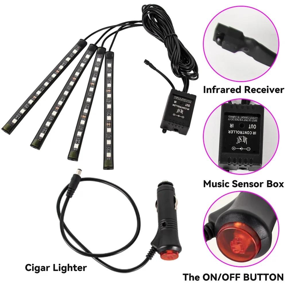 LED Light Bar Car Interior Decorative Atmosphere RGB Strip Lights USB APP With Remote Control Music Rhythm Flashing Lamps Tools