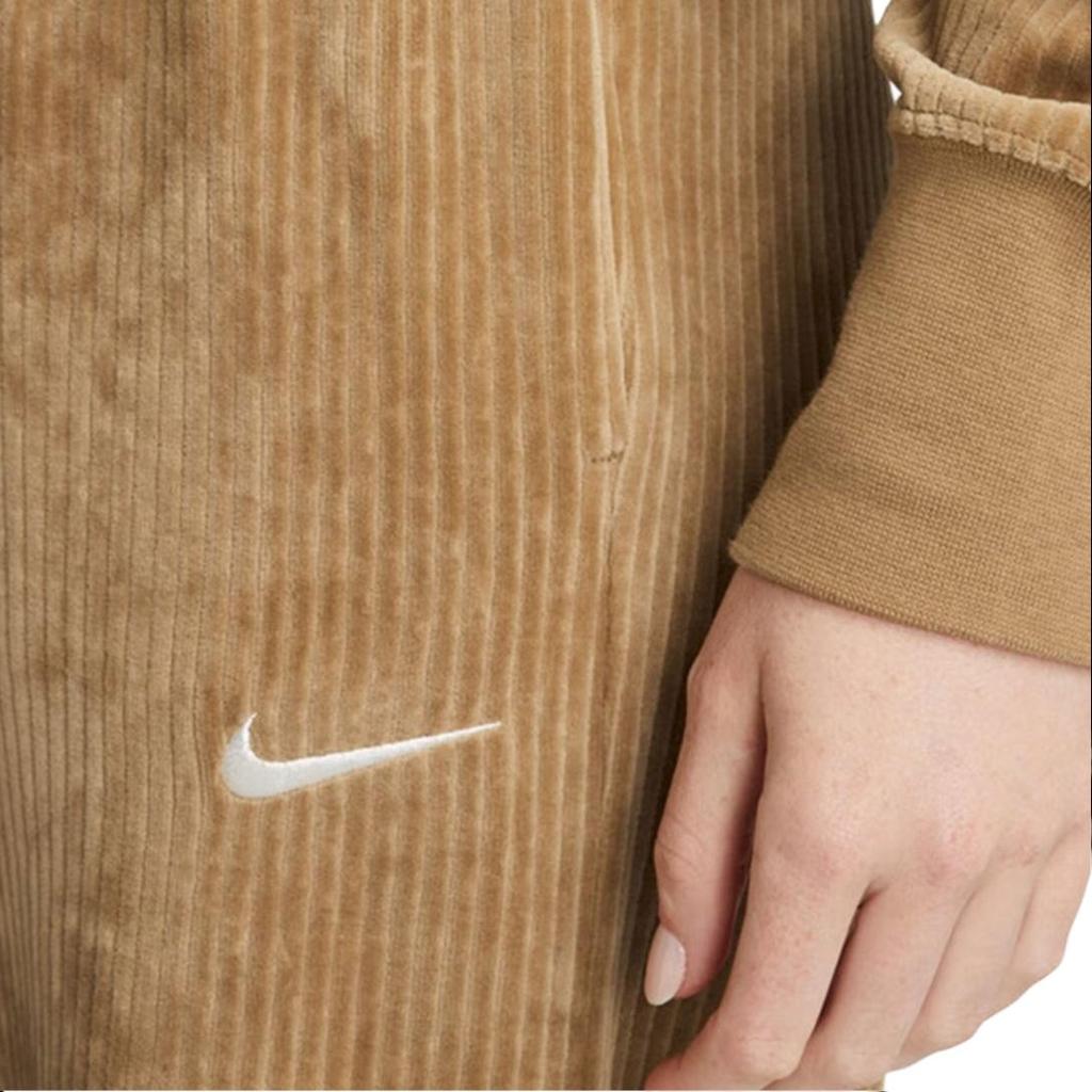 Nike Embroidered Logo Crop Hoodie With Drawstring Long Sleeves Women Tops Beige DQ5928-258