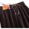 Damen Herbst und Winter Mode Elegante Feste Elastische Taille Tasche Kordelzug Plüsch Verdickt Lange Lose Harlan Casual Hosen