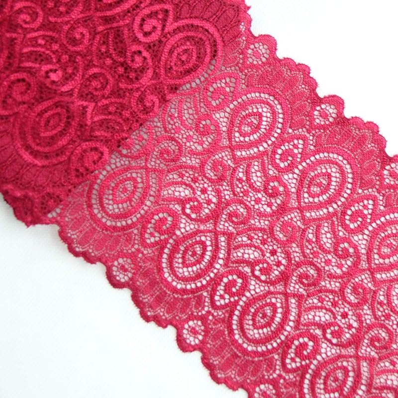 

5 ярдов ширина 7 дюймов эластичное кружево отделка ткань эластичное кружево цветы лента для одежды рукоделие украшение изготовление свадебного букета повязки на голову подвязки вино красного