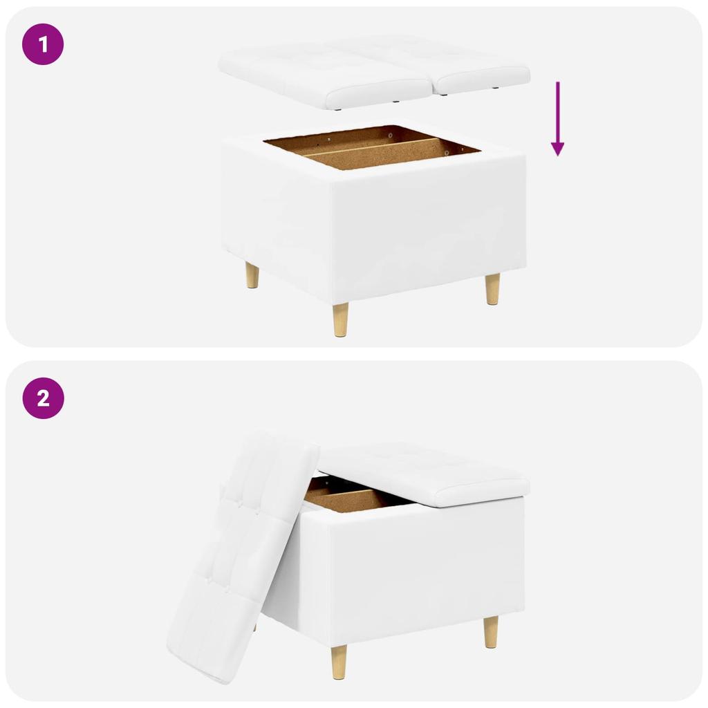 Storage Ottoman White 60 x 60 x 45 cm Faux Leather