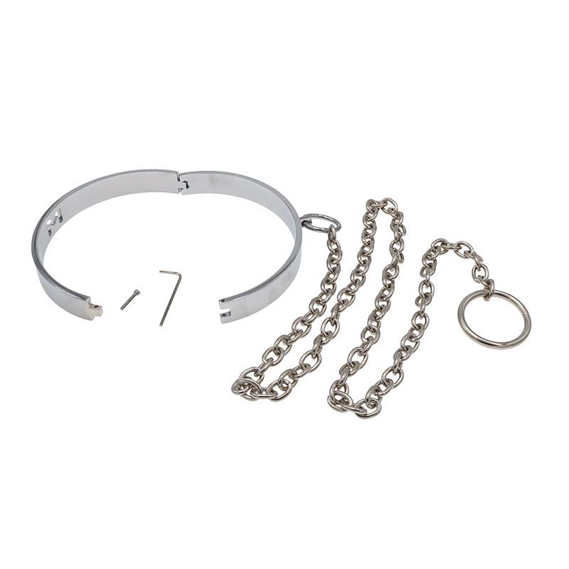 Metal Collar Sexy Toys with Traction Chain Bracelet Men and Women Alternative Adult Toy Props Passion