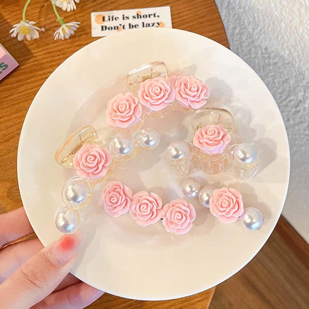 

Vintage Geometric Catch Clip Camellia Hairpin Hair Claw Female Shark Clip Korean Style Hair Clip