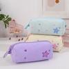 Heart Zipper Pull Stationery Organizer Pouch Star Pattern Pen Storage Bag  Office Use