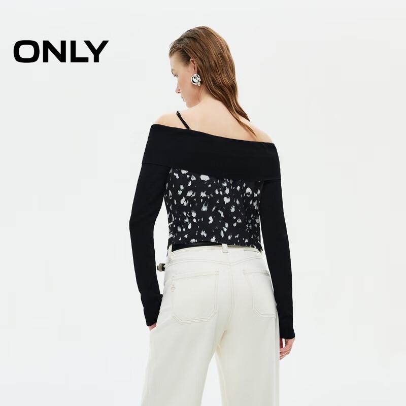 ONLY Women's One-Shoulder Knit Patchwork Crop Top