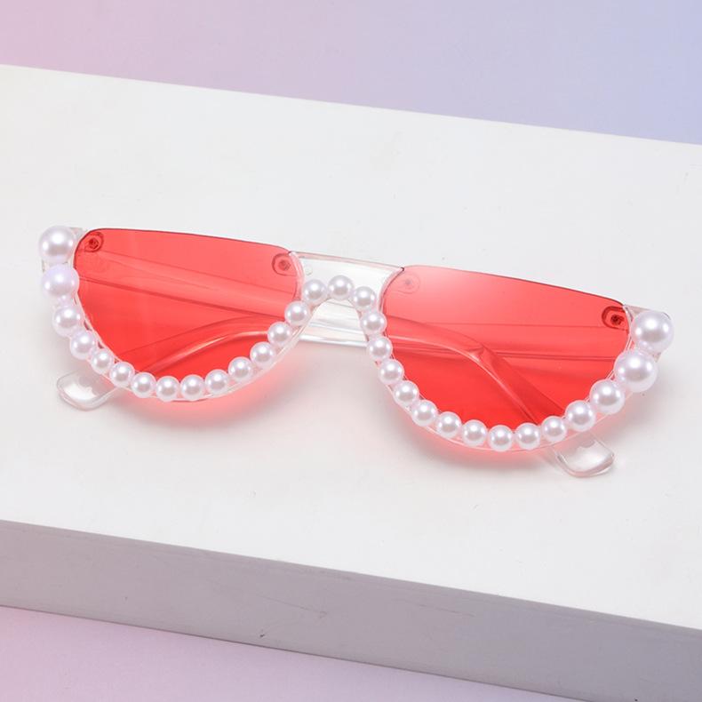 

Love Sunglasses Heart-Shaped Pearl Sunglasses Women S Candy-Colored Glasses Peach Heart Marine Slices Ins Cute красный