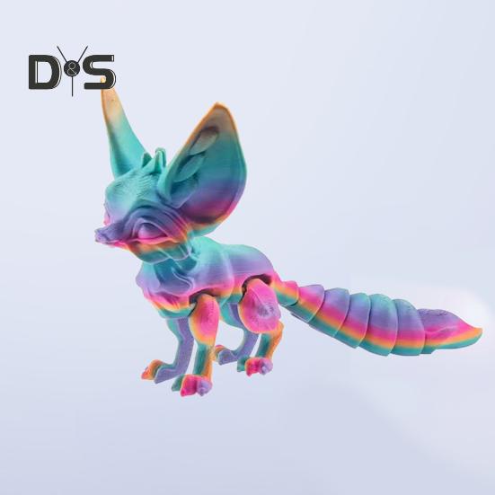 3D Printed Fox Ornament Articulated Fox Figurine with Flexible Tail And Limbs Stress-Relieving Fox Toy for All Ages Desktop Decor