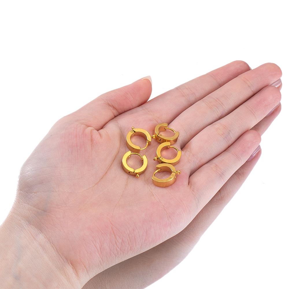 10pcs Stainless Steel Hoop Earring Hook Connector Women French Earrings Settings Men Punk Hiphop Bijoux Gifts DIY Jewelry Making