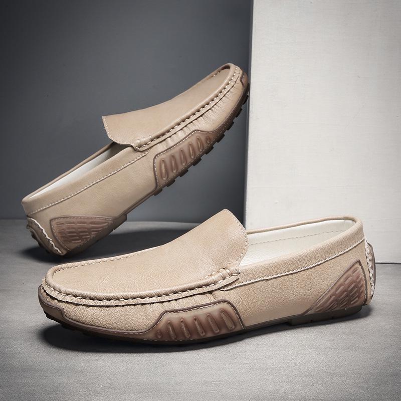 Men's Genuine Leather Slip-On Moccasins - Spring Casual Driving Shoes