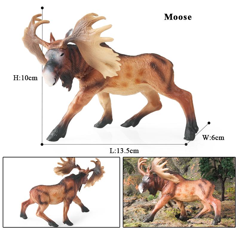 Oenux Forest Deer Animals Simulation Wild White-Tailed Elk Action Figures Moose Figurines Model Decoration Toy Kids Xmas Gift
