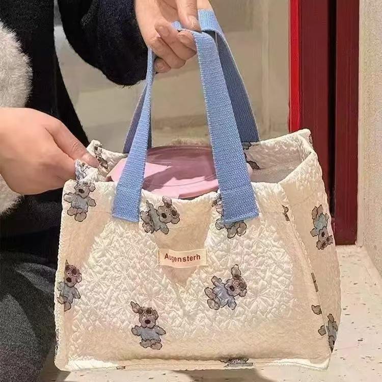 High-Capacity Tote Lunch Bag for Office Workers - Stylish Bento Carrier for Women