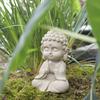 Mini Faux Sandstone Buddha Statue Small Zen Monk Praying Sculpture