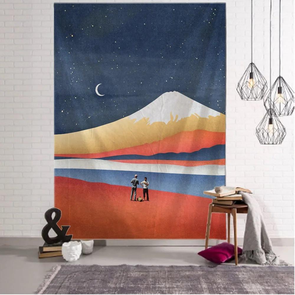 Simple Landscape Painting Art Pattern Tapestry Home Wall Decoration Tapestry Bedroom Living Room Tapestry