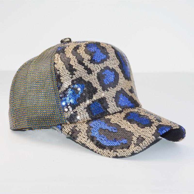 Casquette de baseball polyvalente pour homme à imprimé léopard avec paillettes, décontractée, protection solaire, casquette à bec de canard, casquette en maille d'ombrage pour femmes, printemps été