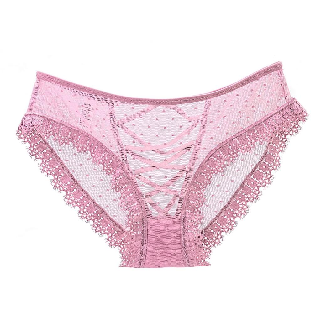 Lace Panties Women's Mesh Breathable Large Size Briefs Straps Cross Hollow Sexy Sex Panties