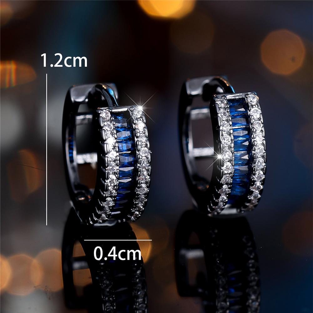 Cute Female White Blue Zircon Stone Round Hoop Earrings  Female Gold Color Wedding Jewelry For Women