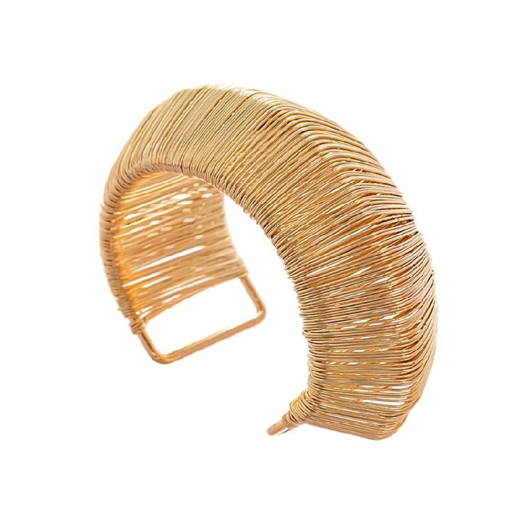 

Elegant Geometric Open Bangle Iron Bracelet Hand Woven Jewelry Accessories For Women Casual Or Formal Occasions золотий