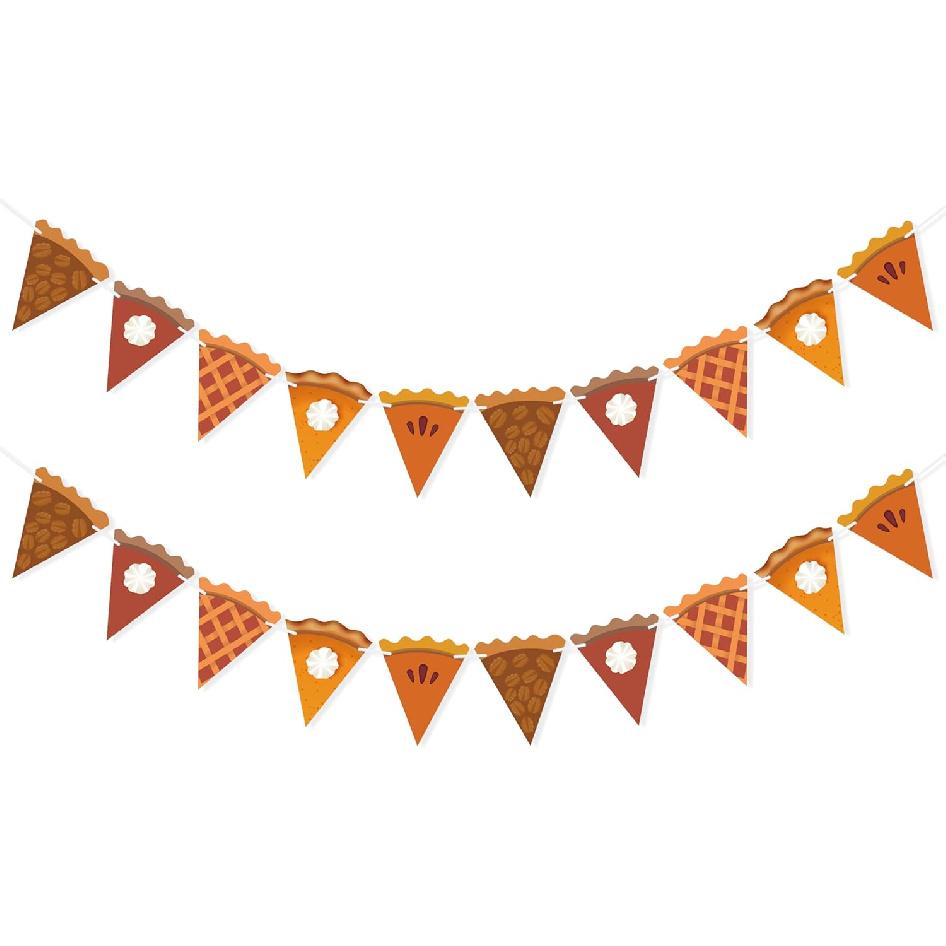Pumpkin Pie Banner Thanksgiving Decorations, Pie Slices Bunting, Thanksgiving Banner, Fall Party Decor Harvest Home Mantel Decorations Party Supplies