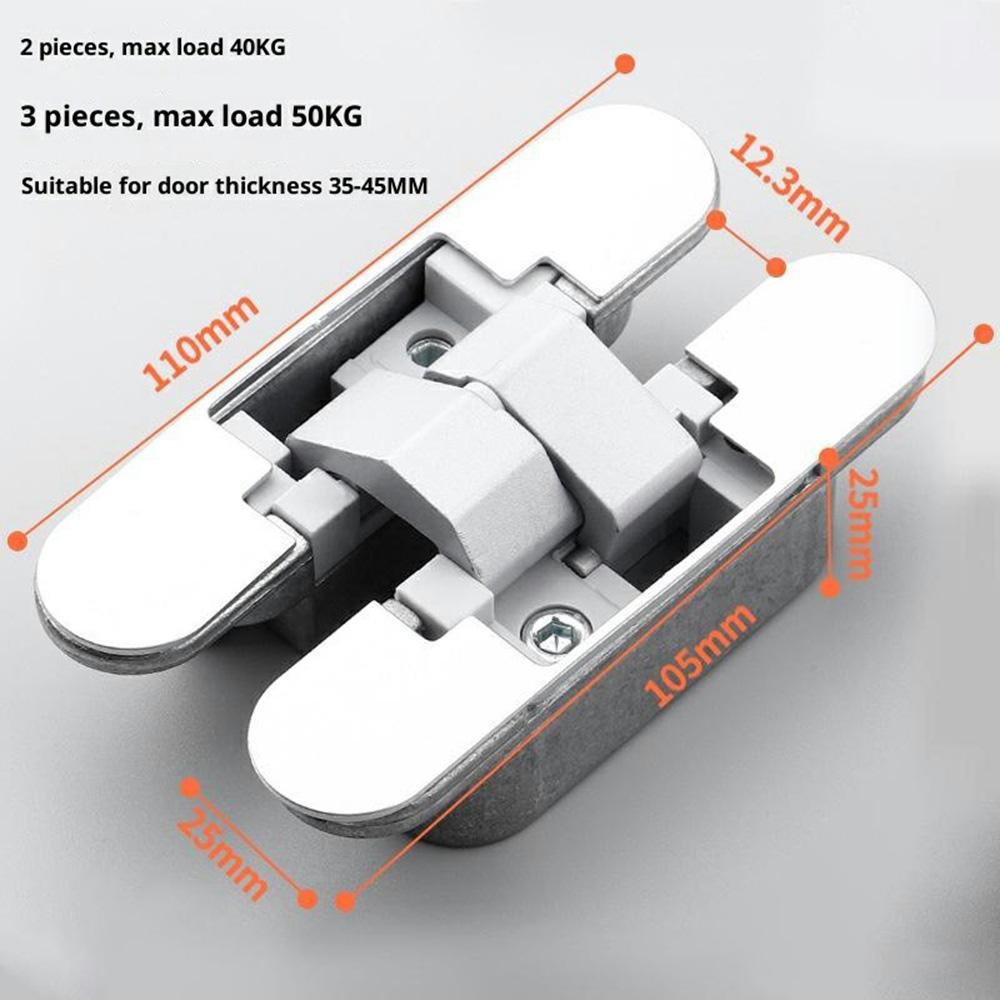 B118 Zinc Alloy 3D Adjustable Invisible Door Hinge 180° Swing Concealed Cross Hinge for Wood Bifold Doors
