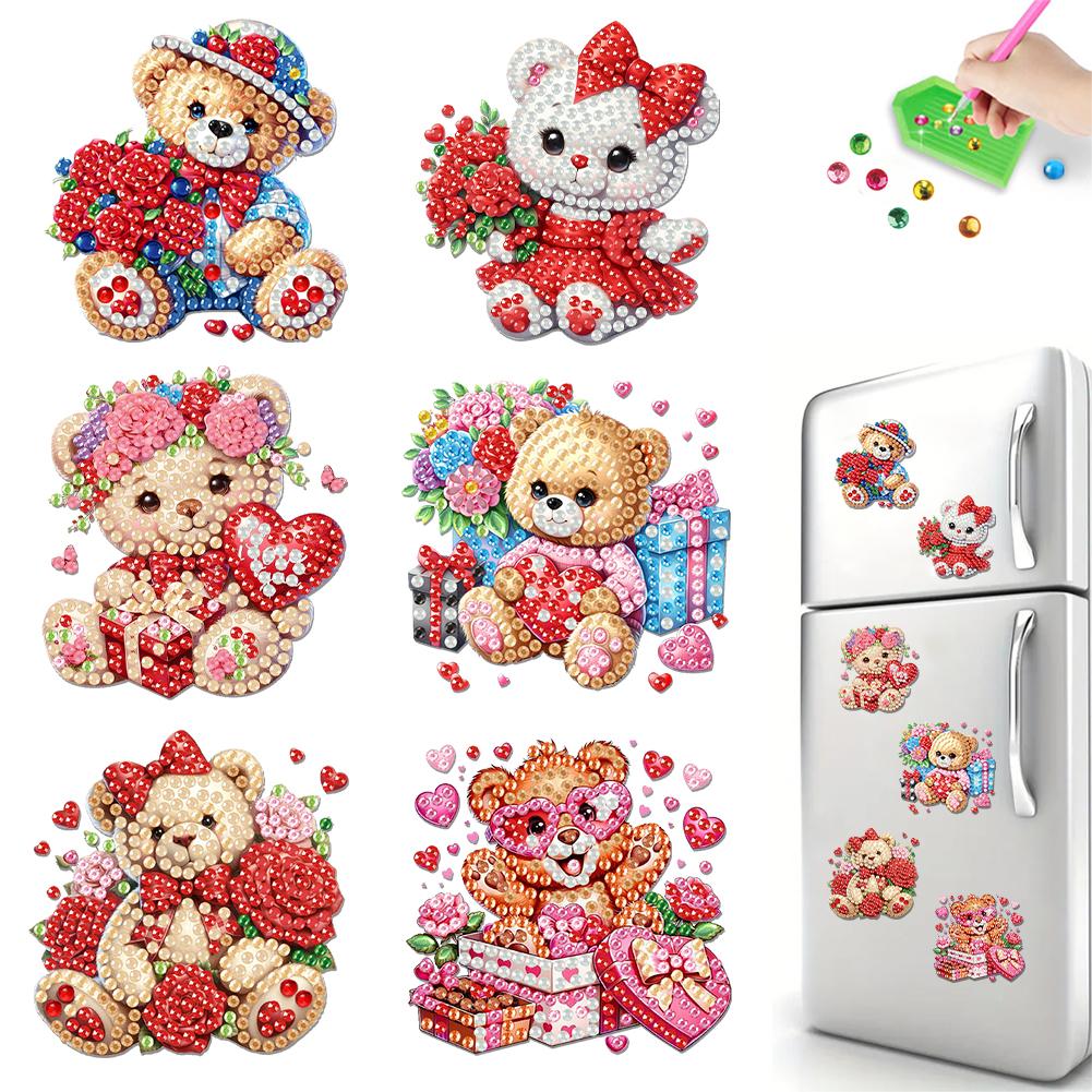 6Pcs Refrigerator Magnets DIY Diamond Painting Cute Diamond Painting Magnets DIY Diamond Art Refrigerator Magnets Art Crafts