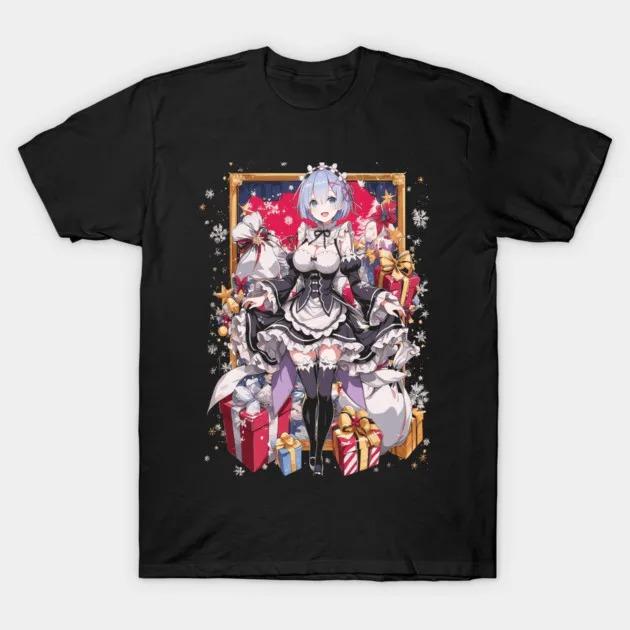 Re:Zero Starting Life in Another World Rem Holiday Edition Print T-Shirt Unisex Cotton Top