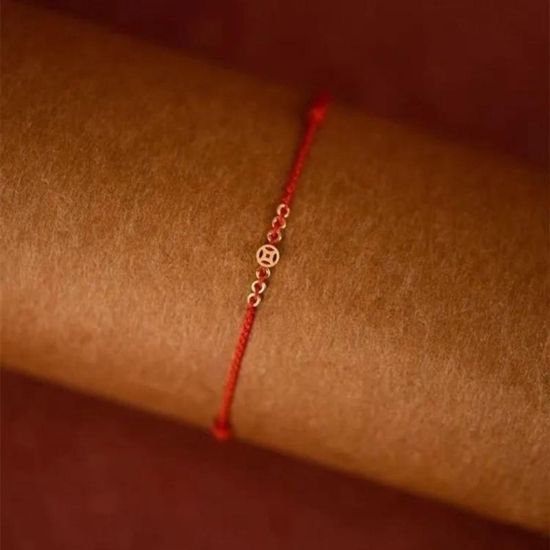 Artistic Handmade Bracelet with Red Cord and Beads Trendy Wrist Jewelry Traditional Bracelet Suitable for All Ages