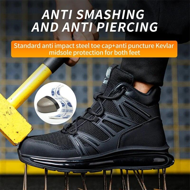 New Fashion 2024 Plus Size 37-50 Men Work Safety Boots Shoes Anti Smashing Male Sneakers Steeli Toe Cap Outdoor Footwear